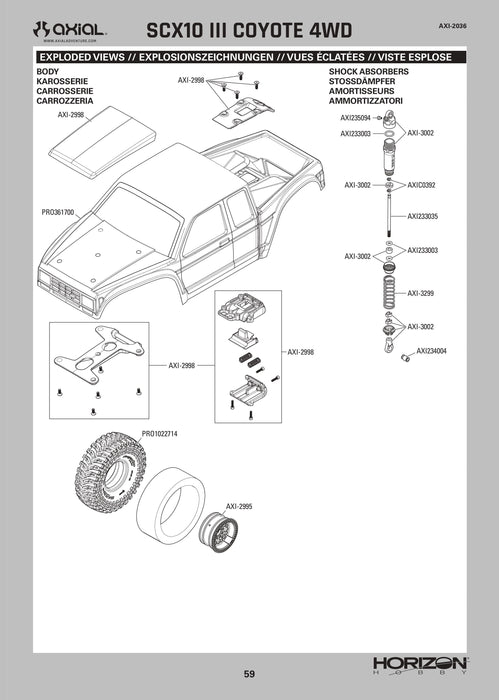 AXI-3071 1/10 SCX10 III Coyote 4X4 RTR Rock Crawler (Battery & Charger Included), Gold