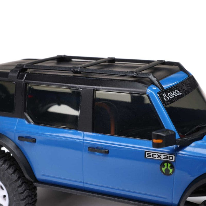 AXI-2048T1 1/30 SCX30 Ford Bronco 4X4 RTR Brushed Rock Crawler (Battery & Charger Included), Blue
