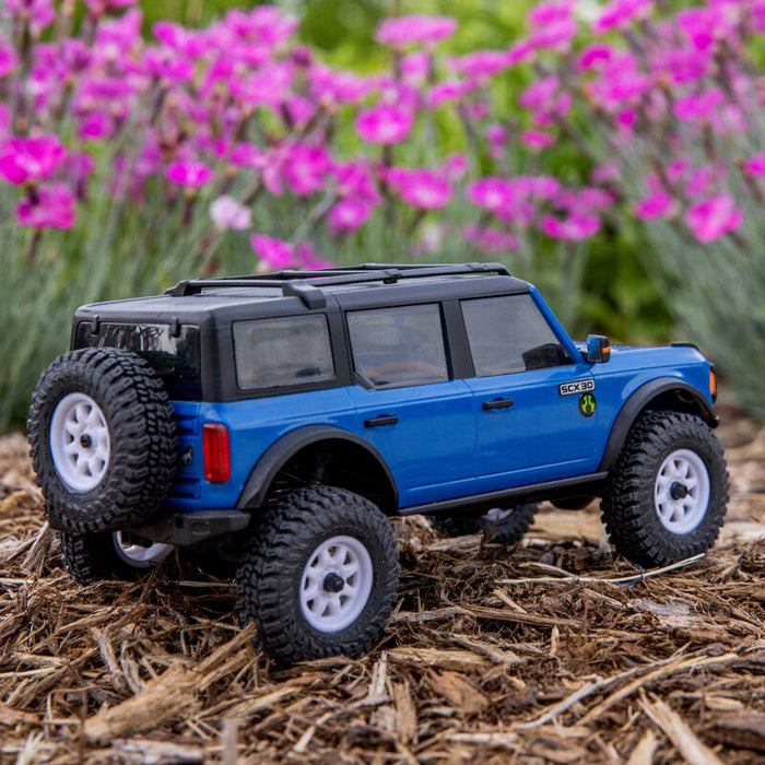 AXI-2048T1 1/30 SCX30 Ford Bronco 4X4 RTR Brushed Rock Crawler (Battery & Charger Included), Blue