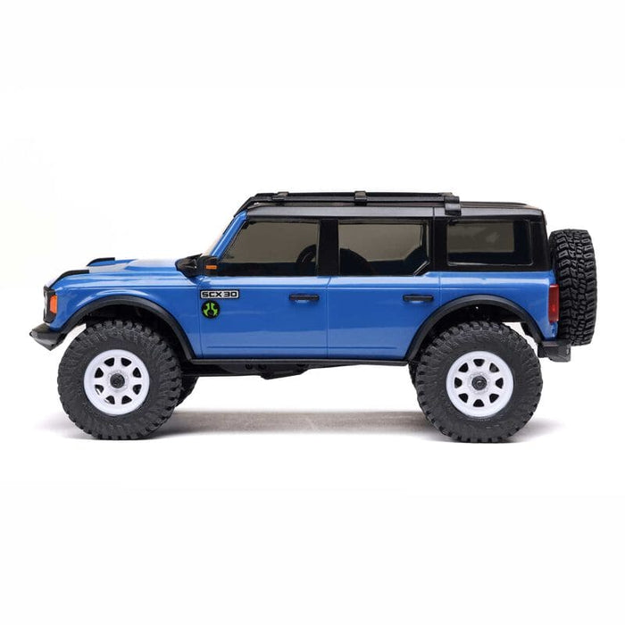 AXI-2048T1 1/30 SCX30 Ford Bronco 4X4 RTR Brushed Rock Crawler (Battery & Charger Included), Blue