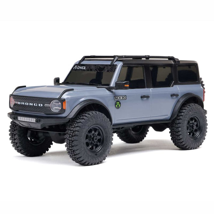 AXI-2048T2 Axial 1/30 SCX30 Ford Bronco 4X4 RTR Brushed Rock Crawler (Battery & Charger Included), Grey