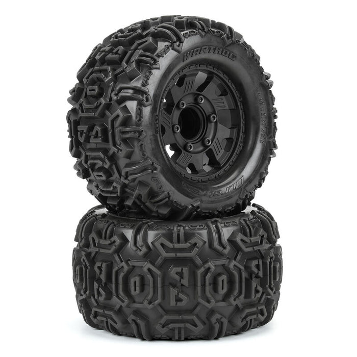 DTX564310 1/10 Warthog F/R 2.8" Monster Truck Tires MTD 12mm Black Ripper (2)