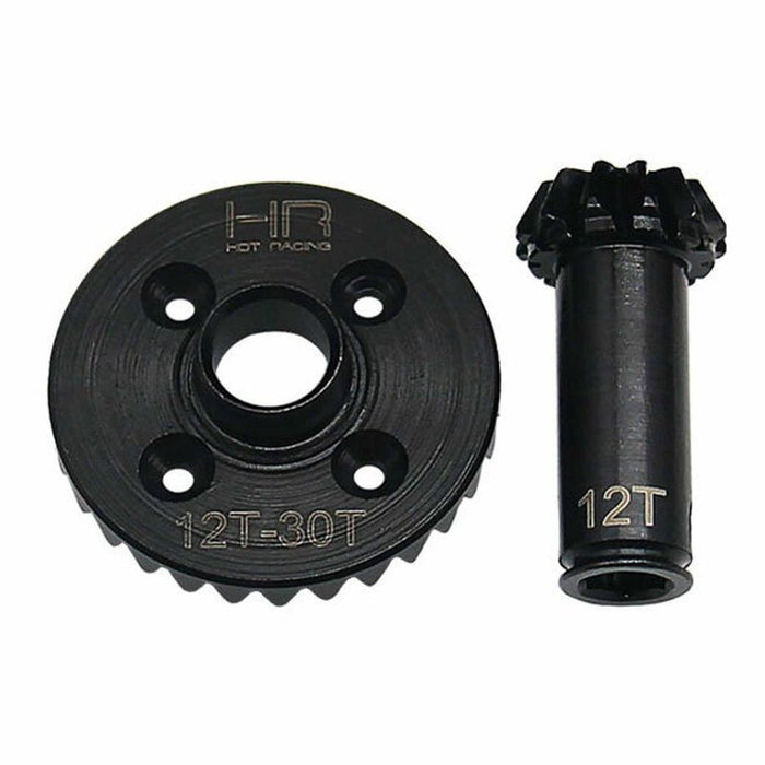 HRAGRM9302F Hot Racing Steel Front Helical 30T Ring Gear & 12T Pinion Gear Set, ARRMA GROM & Losi NASCAR Vehicles