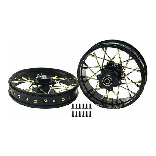 HRALPC524G01 24 Wire Gold Spoke Black Wheel Set, 1/4 Losi Promoto-MX