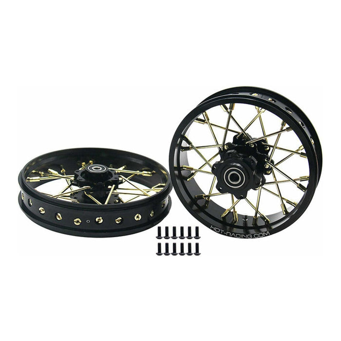 HRALPC524G01 24 Wire Gold Spoke Black Wheel Set, 1/4 Losi Promoto-MX