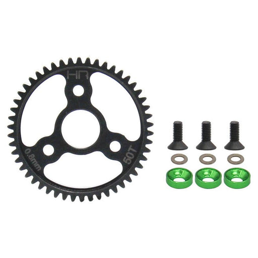 HRASJT250 50T Green Steel Spur Gear, 0.8 Mod: Traxxas E-Revo, Slash 4X4, Stampede 4X4