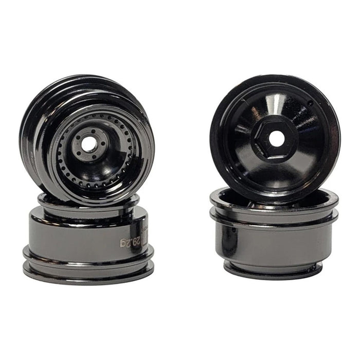 HRASXTF919W01 Hot Racing 1/24 Brass Weight Bias Wheels, Black Chrome, 1/24 Axial SCX24 (4)