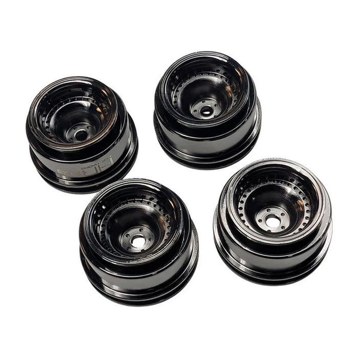 HRASXTF919W01 Hot Racing 1/24 Brass Weight Bias Wheels, Black Chrome, 1/24 Axial SCX24 (4)