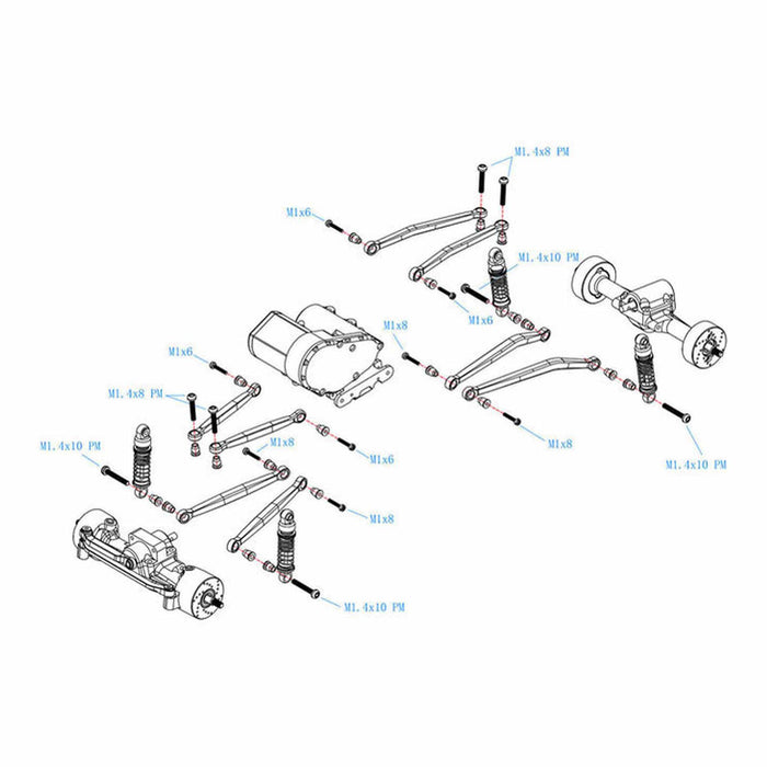 HRASXTY133X08 Hot Racing Aluminum No-Flex Link Set, 1/30 Axial SCX30