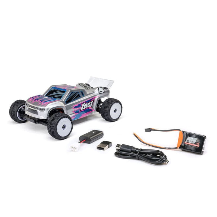 LOS-1392T2 1/28 Micro-T 2S 2WD RTR Stadium Truck (Battery & Charger Included), Silver