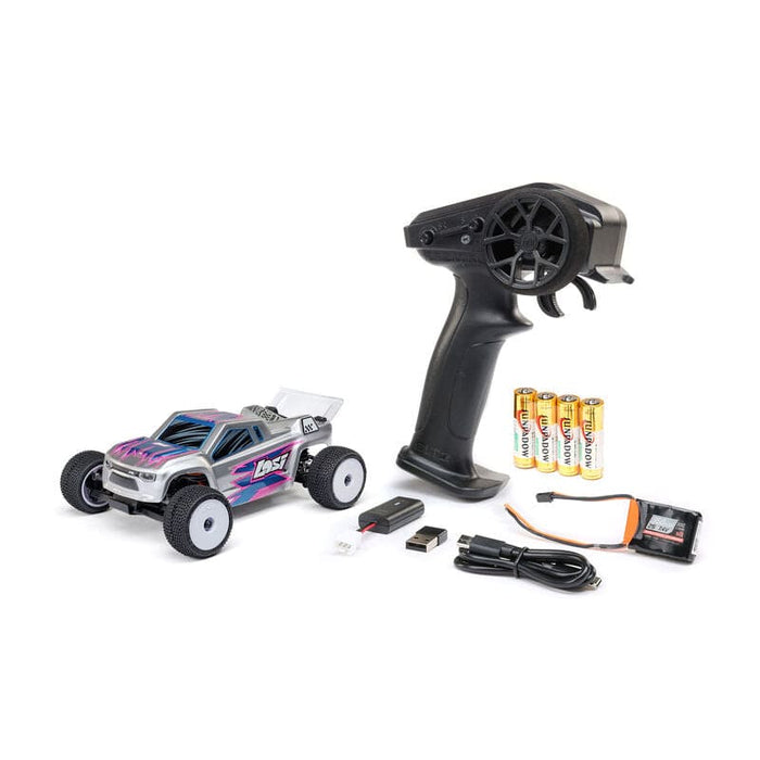 LOS-1392T2 1/28 Micro-T 2S 2WD RTR Stadium Truck (Battery & Charger Included), Silver