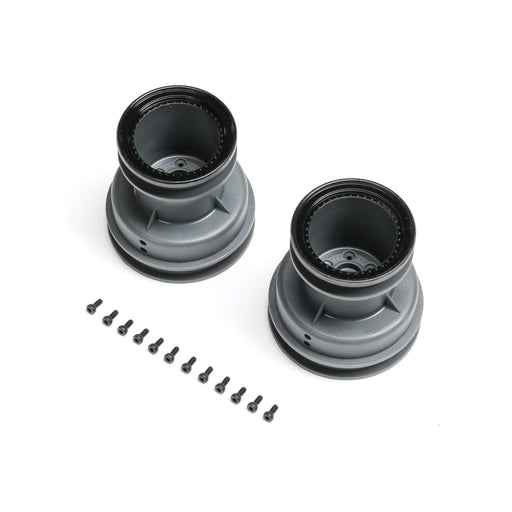 LOS-2059 MT Wheel, Black Beadlock, Light Grey (2): Mini LMT