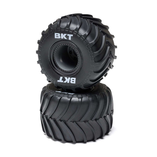 LOS-2060 MT Tires, Black Beadlock, Premounted (2): Mini LMT