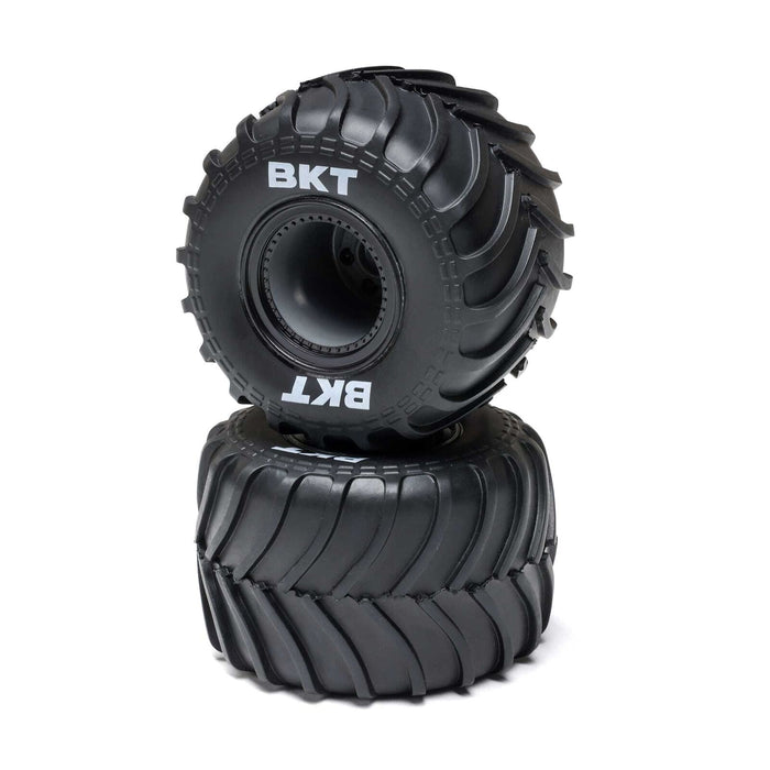 LOS-2060 MT Tires, Black Beadlock, Premounted (2): Mini LMT