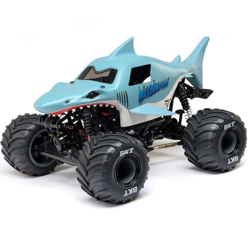 LOS01026T3 1/18 Mini LMT Megalodon 2S 4X4 RTR Brushed Monster Truck (Battery & Charger Included), Blue **FOR EXTRA BATTERY ORDER #SPMX812SH2