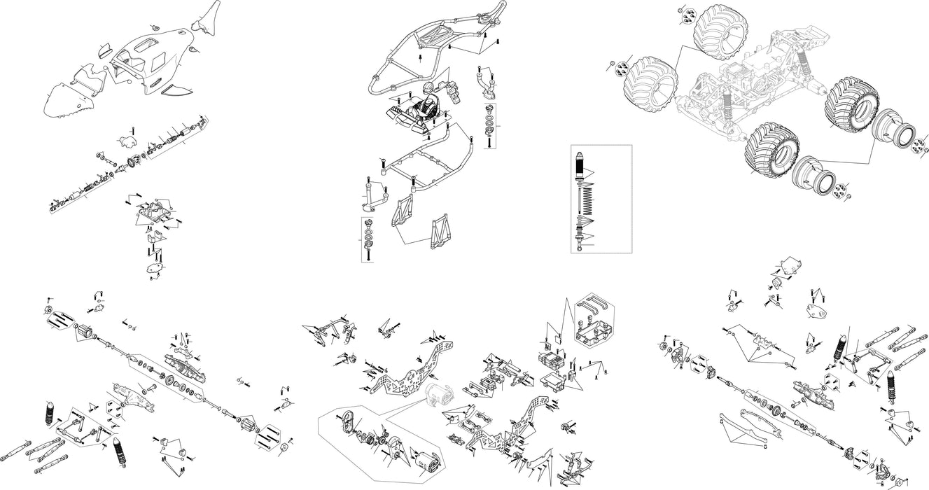 LOS01026T3 1/18 Mini LMT Megalodon 2S 4X4 RTR Brushed Monster Truck (Battery & Charger Included), Blue **FOR EXTRA BATTERY ORDER #SPMX812SH2