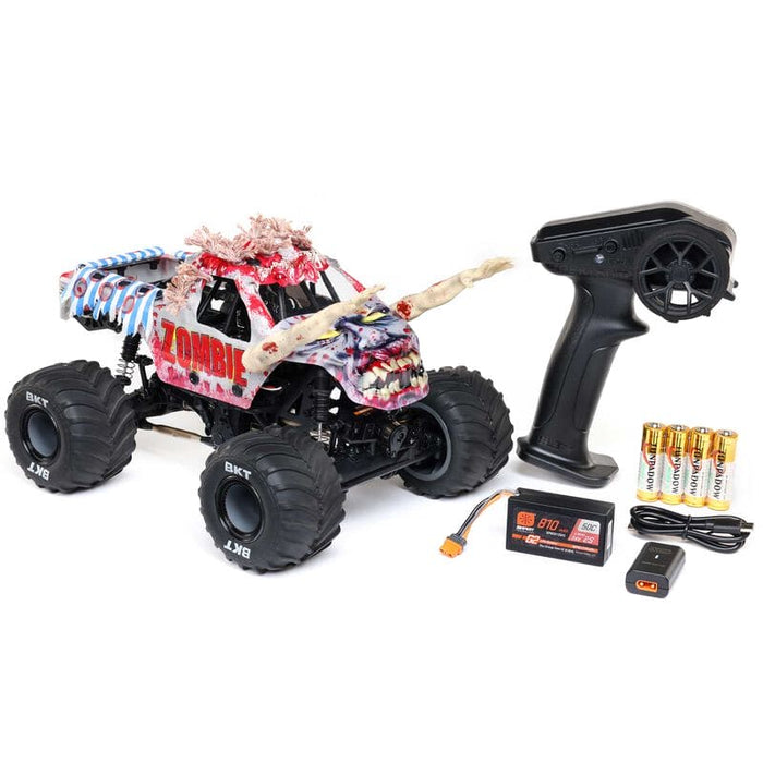 LOS01026T4 1/18 Mini LMT Zombie 2S 4X4 RTR Brushed Monster Truck (Battery & Charger Included), Red