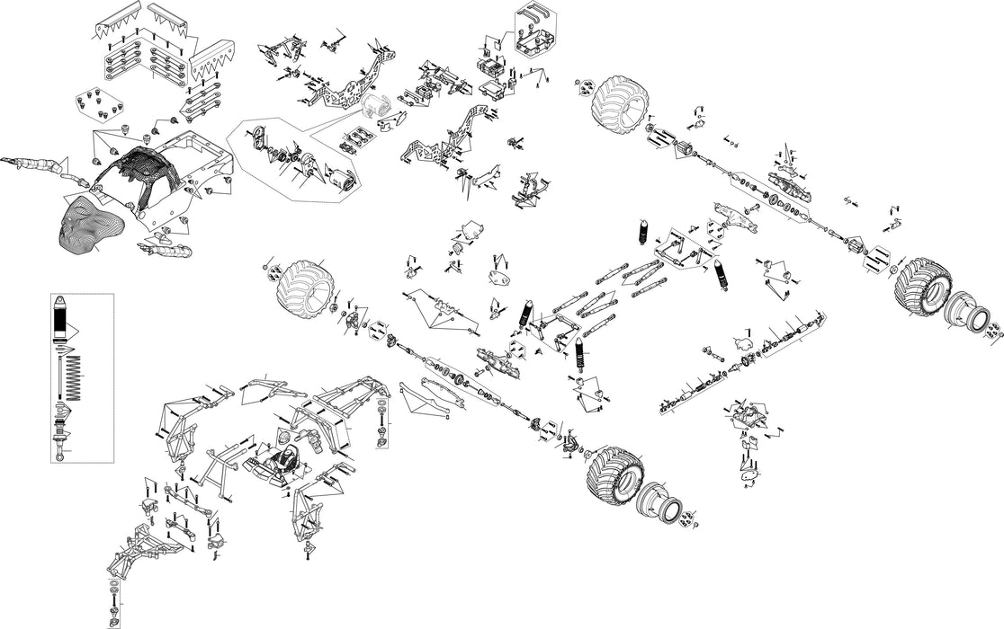 LOS01026T4 1/18 Mini LMT Zombie 2S 4X4 RTR Brushed Monster Truck (Battery & Charger Included), Red
