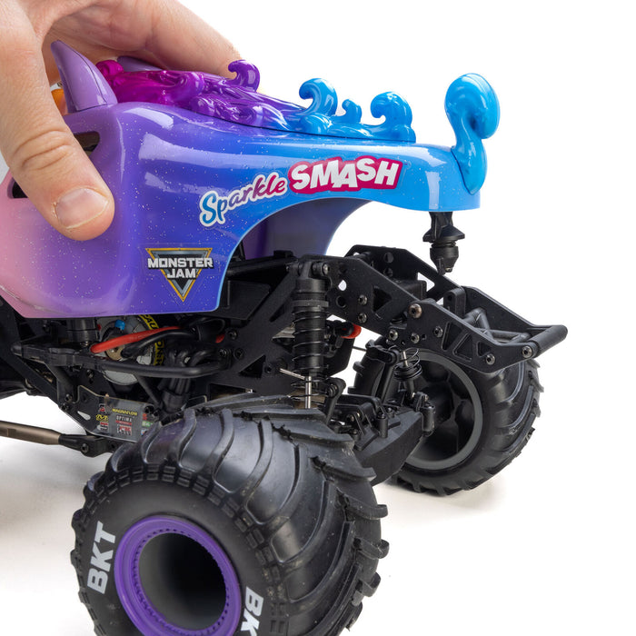 LOS01026T5 Losi 1/18 Mini LMT Sparkle Smash Brushed Monster Truck 4X4 RTR (FOR Extra battery ORDER #SPMX812SH2)