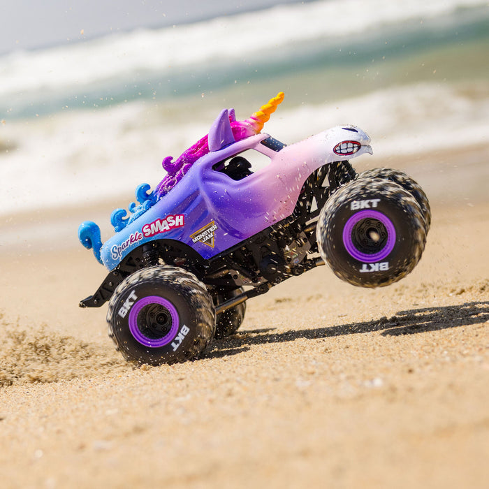 LOS01026T5 Losi 1/18 Mini LMT Sparkle Smash Brushed Monster Truck 4X4 RTR (FOR Extra battery ORDER #SPMX812SH2)