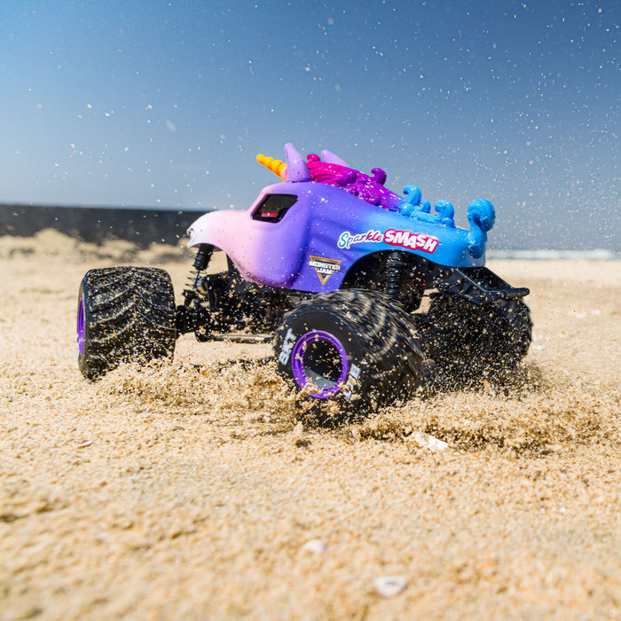 LOS01026T5 Losi 1/18 Mini LMT Sparkle Smash Brushed Monster Truck 4X4 RTR (FOR Extra battery ORDER #SPMX812SH2)