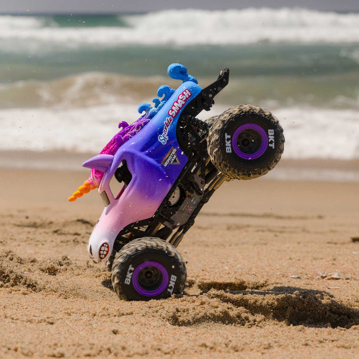 LOS01026T5 Losi 1/18 Mini LMT Sparkle Smash Brushed Monster Truck 4X4 RTR (FOR Extra battery ORDER #SPMX812SH2)