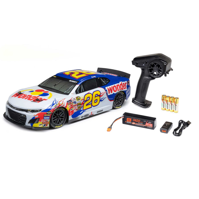 LOSF1122626 Losi 1/12 NASCAR Ricky Bobby #26 Wonder Bread Chevrolet ZL1 RTR (FOR A EXTRA BATTERY PLEASE ORDER SPMX142S30H2)