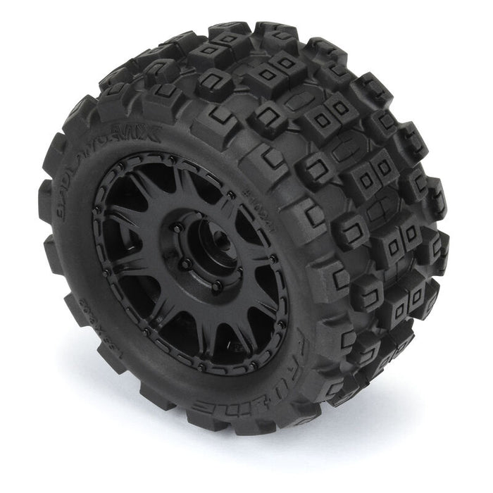 PRO1024110 1/18 Badlands MX 1.85" F/R MTD 12mm Black Raid: Granite GROM