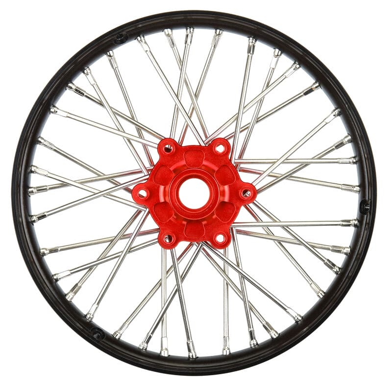 PRO283600T2 1/4 Pro-Spec Aluminum V2 Bead Front Wheel Black/Red (1): P