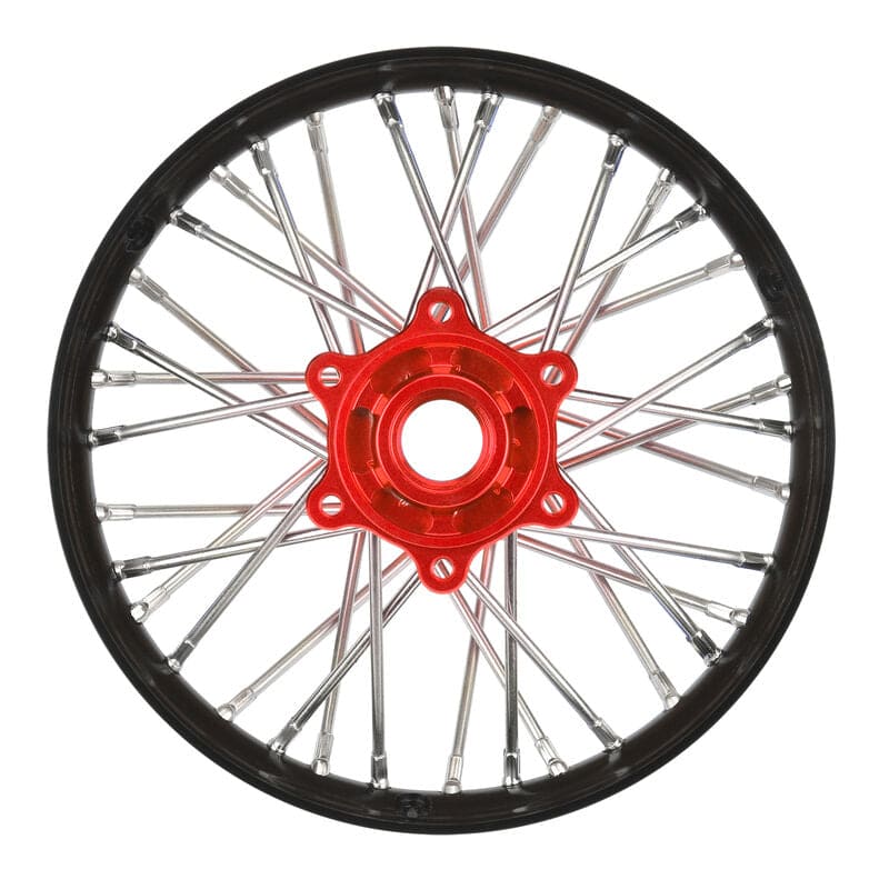 PRO283700T2 1/4 Pro-Spec Aluminum V2 Bead Rear Wheel Black/Red (1): Pr