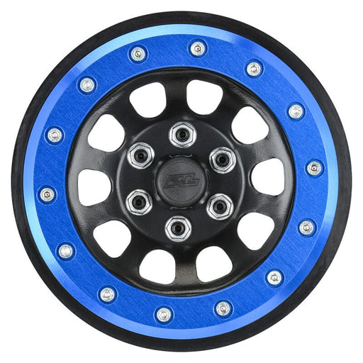 PRO283800 Steelies Blue/Black 2.9" Stamped Steel Dual Offset (+2/+10) Wheels for Axial SCX6