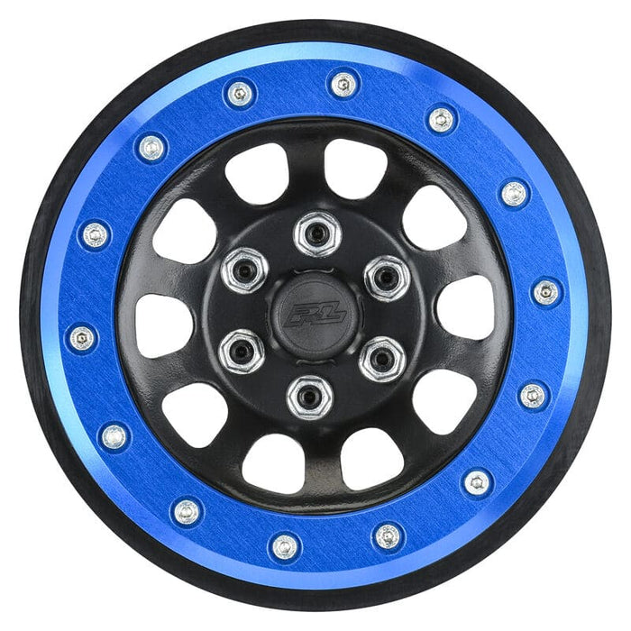 PRO283800 Steelies Blue/Black 2.9" Stamped Steel Dual Offset (+2/+10) Wheels for Axial SCX6