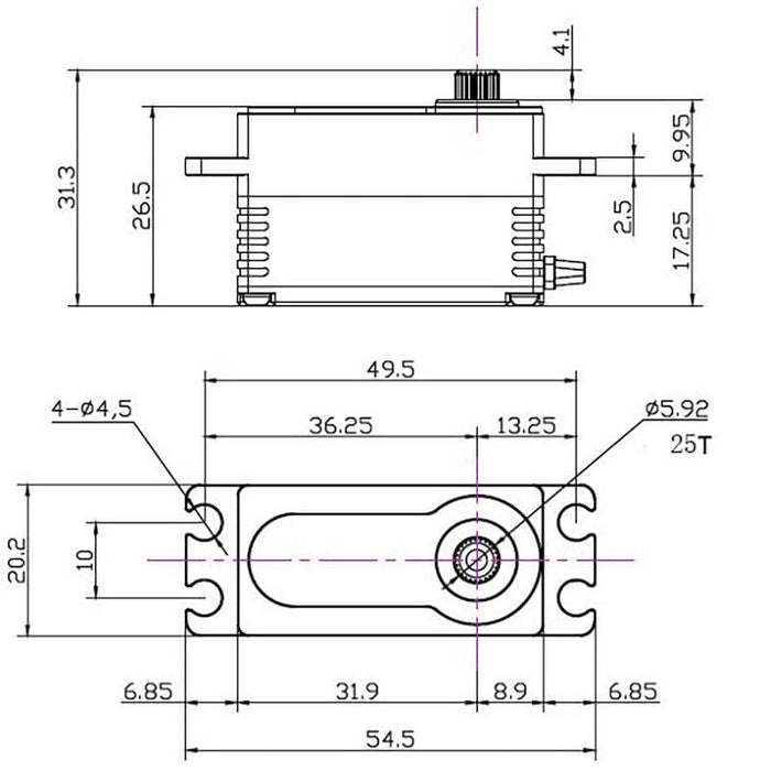SEHREEFS145 299:LP Low Profile Digital Metal Gear Waterproof Programmable Servo, Purple
