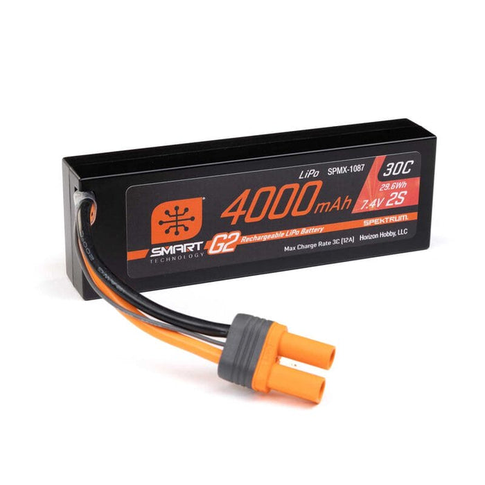 SPMX-1087	 7.4V 4000mAh 2S 30C Smart G2 Hardcase LiPo Battery: IC5