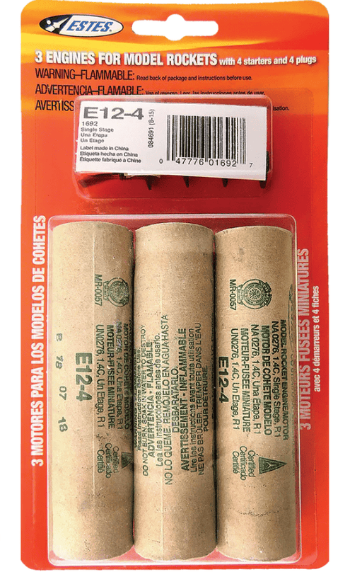 EST10029 Estes Rockets E12-4 (3 ea) - Bagged