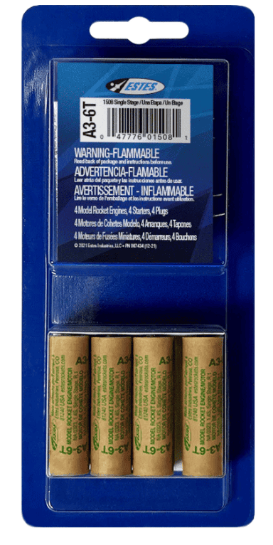 EST10014 Estes Rockets A3-6T Engines (4) - Bagged