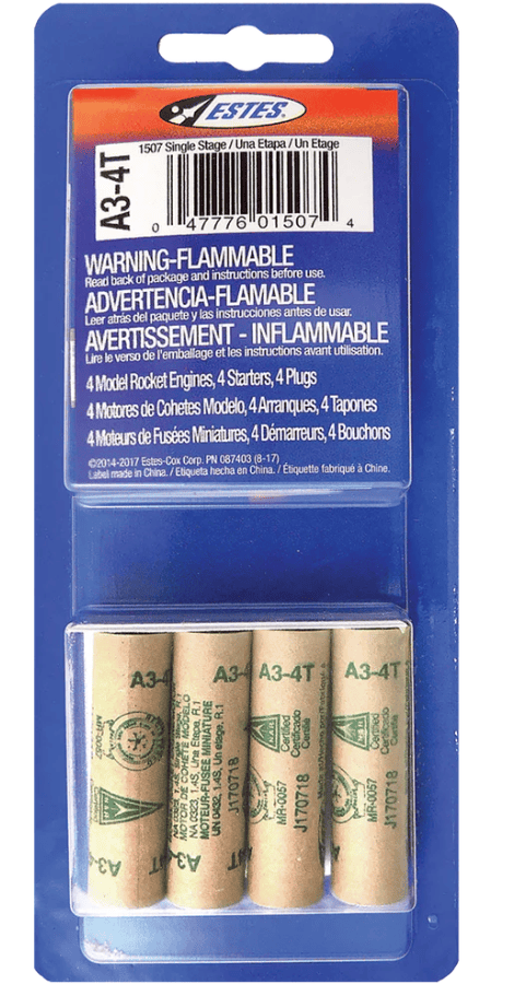 EST10013 Estes Rockets A3-4T (4 ea) - Bagged