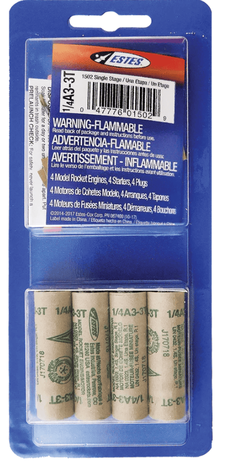 EST10010 Estes Rockets 1/4A3-3T (4 ea) - Bagged