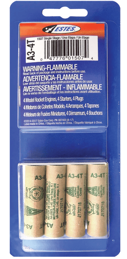 EST10035 Estes Rockets 1/2A3-4T (4 ea) - Bagged