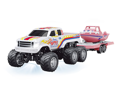 RCPHG4-408WH 1/64 R/C Truck with boat with APP control - Ford 6-wheeler HG4-408  **order #HG4001 Gun remote - Fits all HG4 models