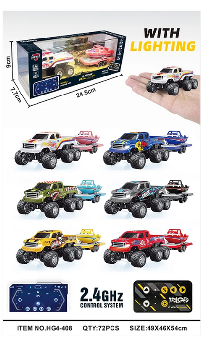 RCPHG4-408YL 1/64 R/C Truck with boat with APP control - Ford 6-wheeler HG4-408 **order #HG4001 Gun remote - Fits all HG4 models