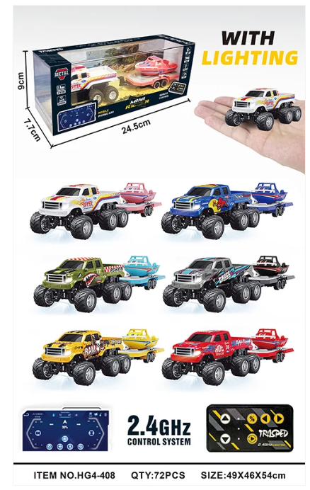 RCPHG4-408RD 1/64 R/C Truck with boat with APP control - Ford 6-wheeler HG4-408 **order #HG4001 Gun remote - Fits all HG4 models