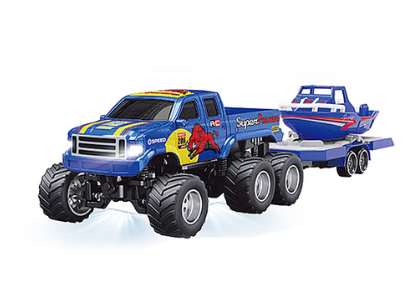RCPHG4-408BL 1/64 R/C Truck with boat with APP control - Ford 6-wheeler HG4-408  **order #HG4001 Gun remote - Fits all HG4 models