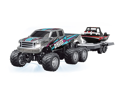 RCPHG4-408GY 1/64 R/C Truck with boat with APP control - Ford 6-wheeler HG4-408  **order #HG4001 Gun remote - Fits all HG4 models