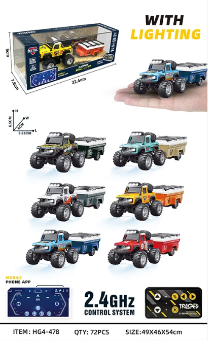 RCPHG4-478WH 1/64 R/C Jeep with trailer with APP control HG4-478 **order #HG4001 Gun remote - Fits all HG4 models