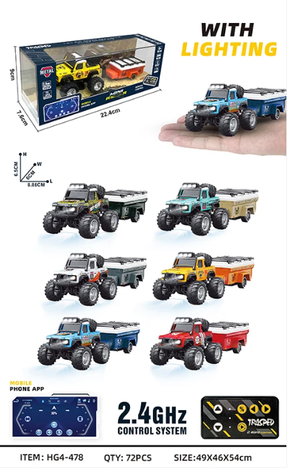 RCPHG4-478DKBL 1/64 R/C Jeep with trailer with APP control HG4-478 **order #HG4001 Gun remote - Fits all HG4 models