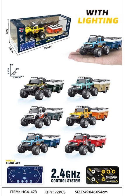 RCPHG4-478BK 1/64 R/C Jeep with trailer with APP control HG4-478 **order #HG4001 Gun remote - Fits all HG4 models