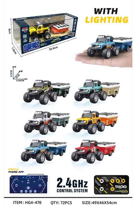 RCPHG4-478RD 1/64 R/C Jeep with trailer with APP control HG4-478 **order #HG4001 Gun remote - Fits all HG4 models