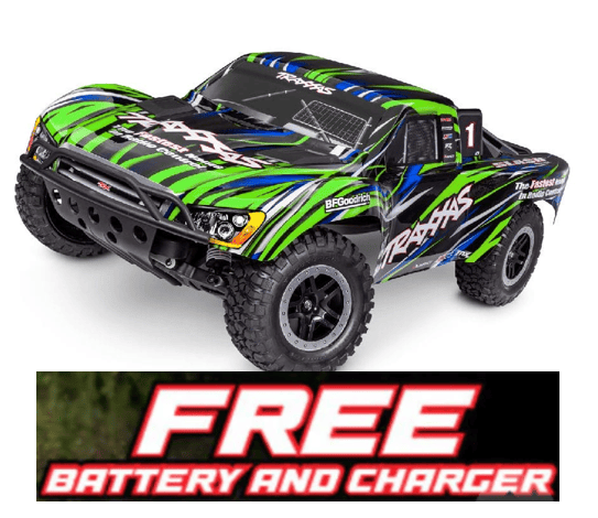 TRA58334-4 GREEN 1/10 Slash 2WD, BL-2s HD Brushless, Clipless - Green**Free battery charger with the purchase of this truck. Please add TRA2827X and TRA2920 to your order  to get it free.** if you order from this promotion it is final sale