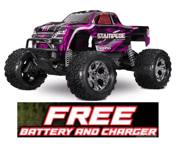 TRA36354-4PINK Traxxas 1/10 Stampede 2WD BL-2S HD Clipless - Pink**Free battery charger with the purchase of this truck. Please add TRA2827X and TRA2920 to your order  to get it free.** if you order from this promotion it is final sale